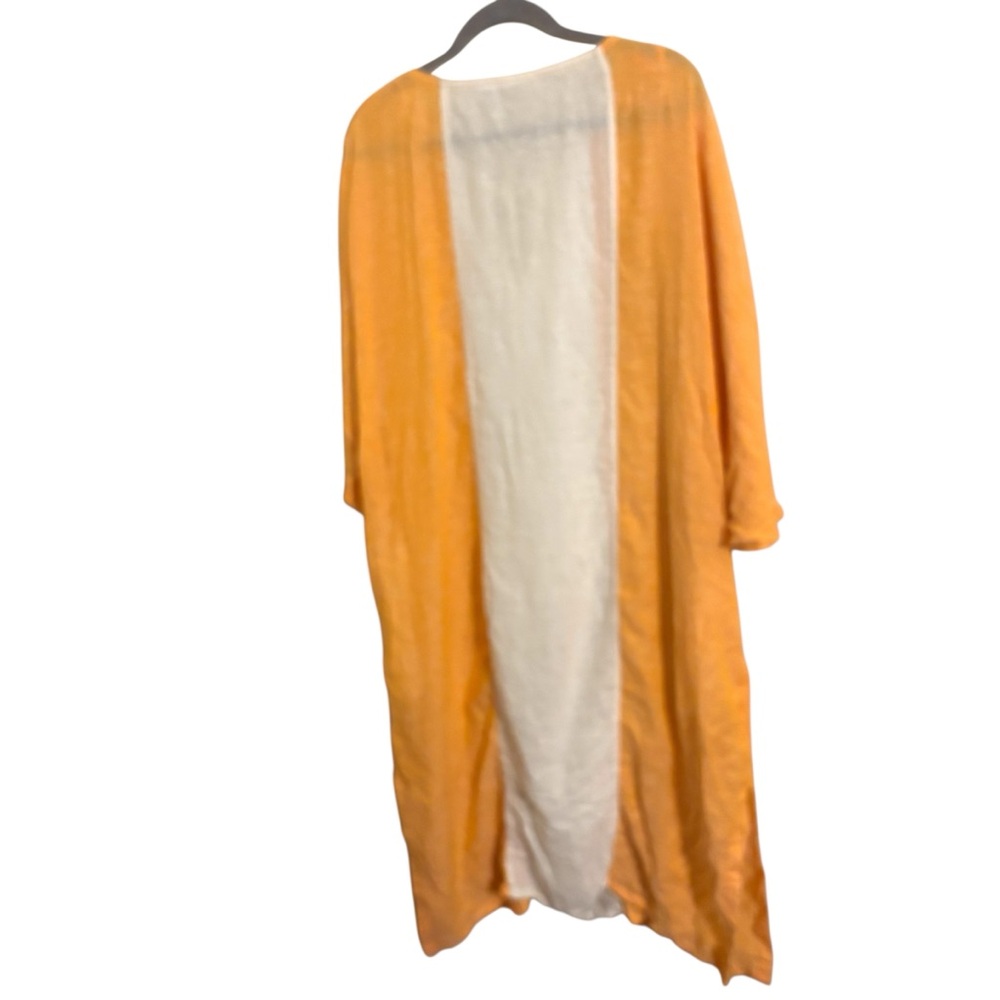 Sigrid Olsen Orange‎ White Shell Tie String Linen Blend Swim Coverup Large - Picture 6 of 7